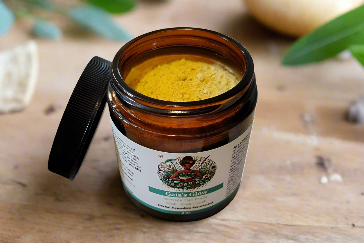 All-natural ayurvedic facial powder that is a wash, mask, and scrub.