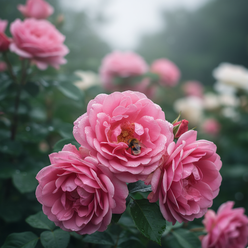 Fresh organic rose flowers
