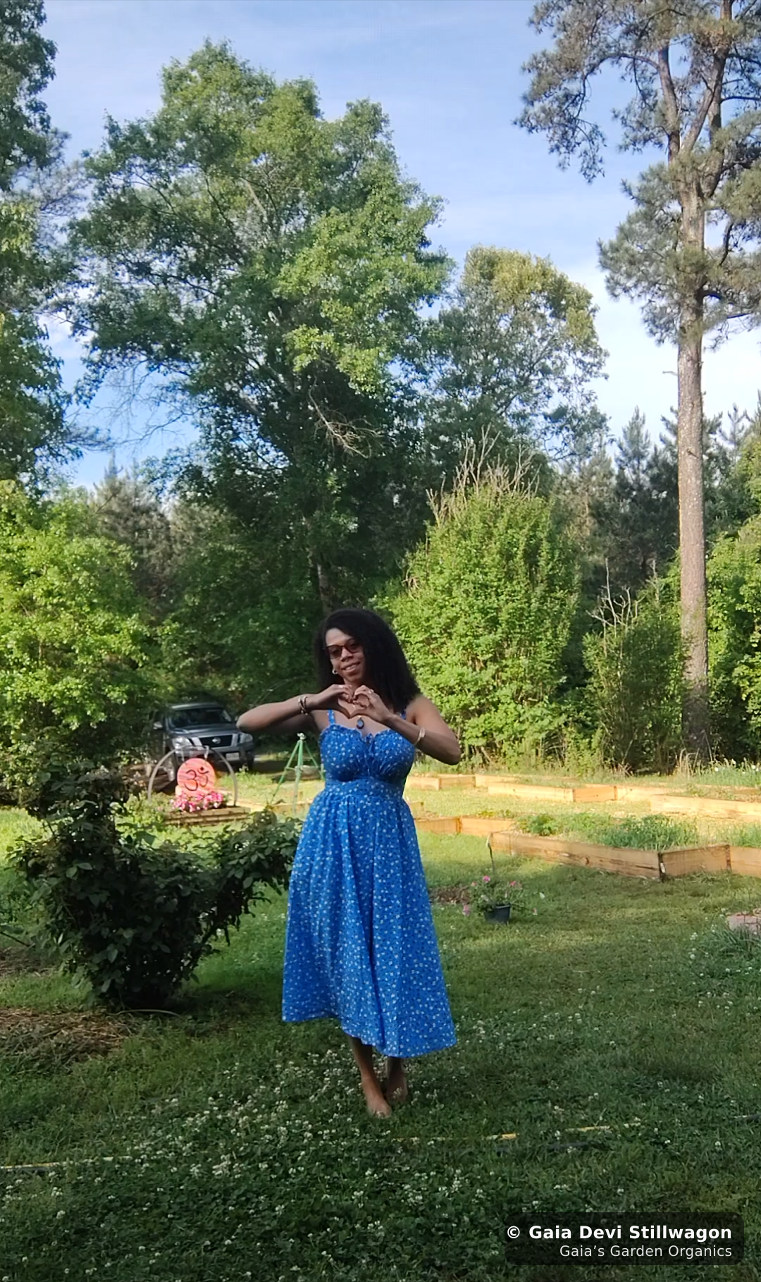 Gaia Devi Stillwagon, clinical herbalist and founder of Gaia's Garden Organics, in her medicinal herb garden in Umpire, Arkansas.